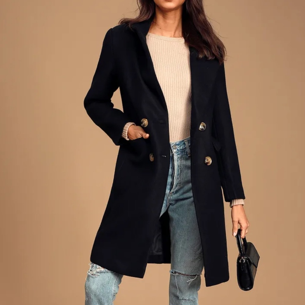 Classic double breasted vegan wool coat